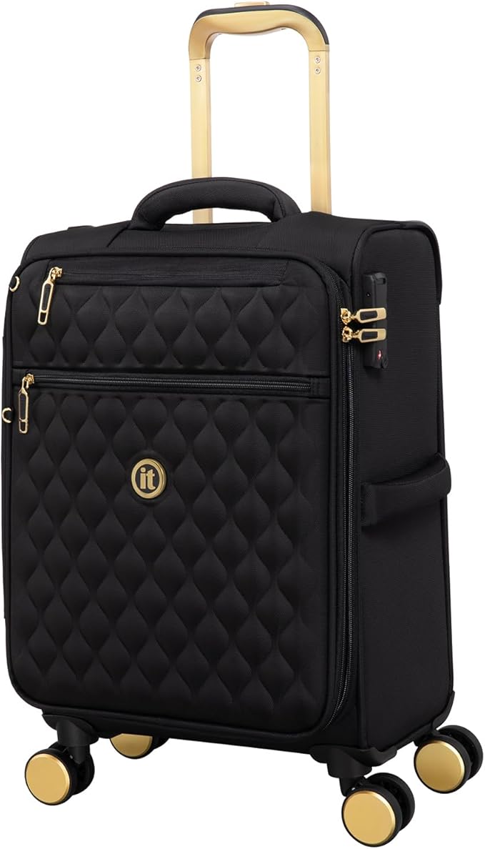 It Luggage Glimmering 22" Softside Carry-On 8 Wheel Expandable Spinner, Black