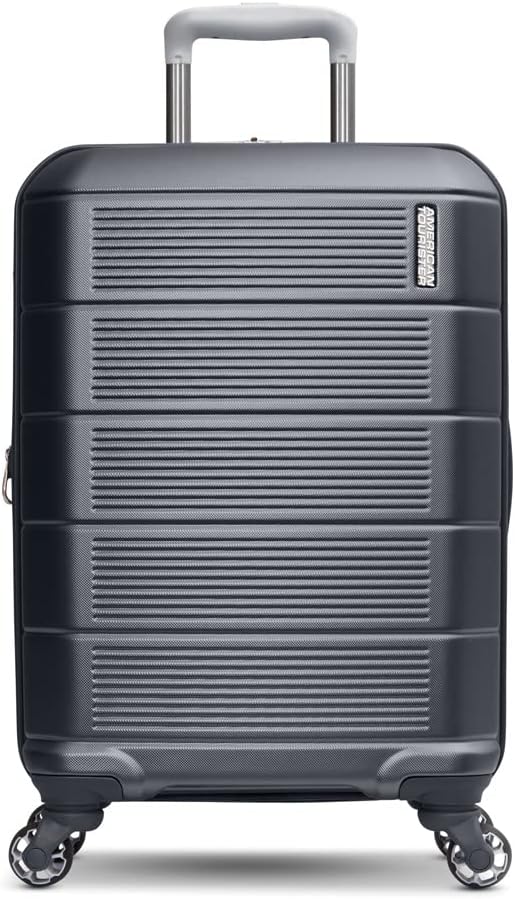 American Tourister Stratum 2.0 Hardside Expandable Luggage with Spinners, Charcoal, 2PC SET (Carry-on/Medium)
