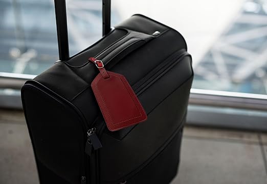 Merlot Genuine Top Grain Leather Luggage Tag