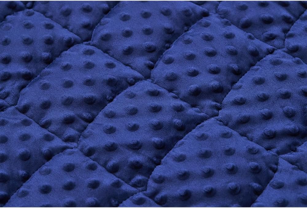TONGDADA Weighted Lap Blanket 7lbs for Adult,Perfect for Relaxation, Lounging, Napping, Sleeping & Travel,Luxury Minky Weighted Body Blanket,Weighted Throw Blanket-Navy Minky Dot, 29" x 24"