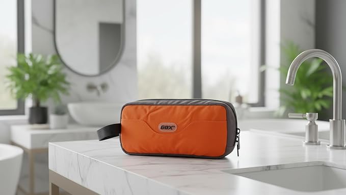 GOX Travel Toiletry Bag Dopp Kit Case for Men Multifunction Packing Organizer Pouch(Orange)