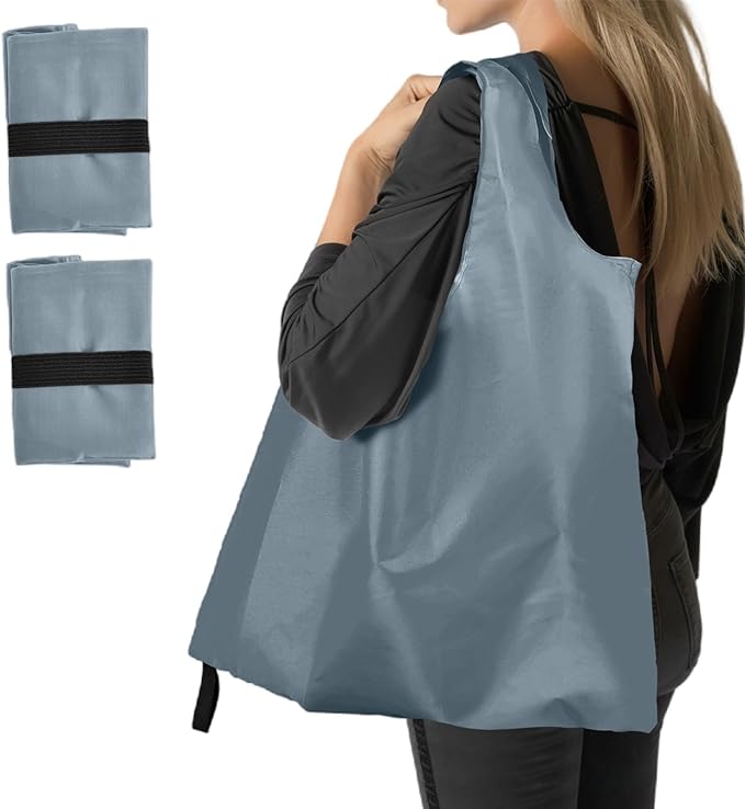 Washable Reusable Grocery Bags, Foldable Reusable Shopping Bags, Polyester Tote, Pocket Size Carrier