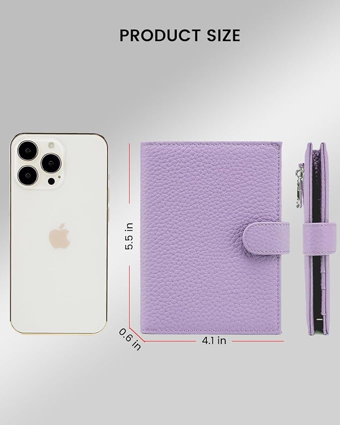 Karmiir RFID Passport Holder Travel Wallet for Women, Leather Passport Cover Wallet with Card Holders SIM Slots,Zippered Coins Pocket and Cash Slot Slim Compact Travel Wallet (Taro Purple)