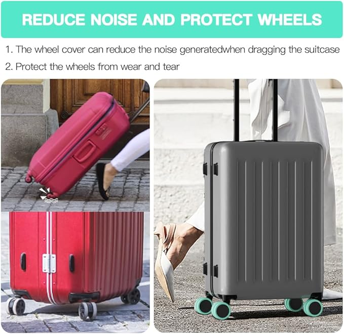 TUCANA Silicone Luggage Wheel Covers for Suitcases or Office Chair Caster, Elastic, Mute and Shockproof (Green)