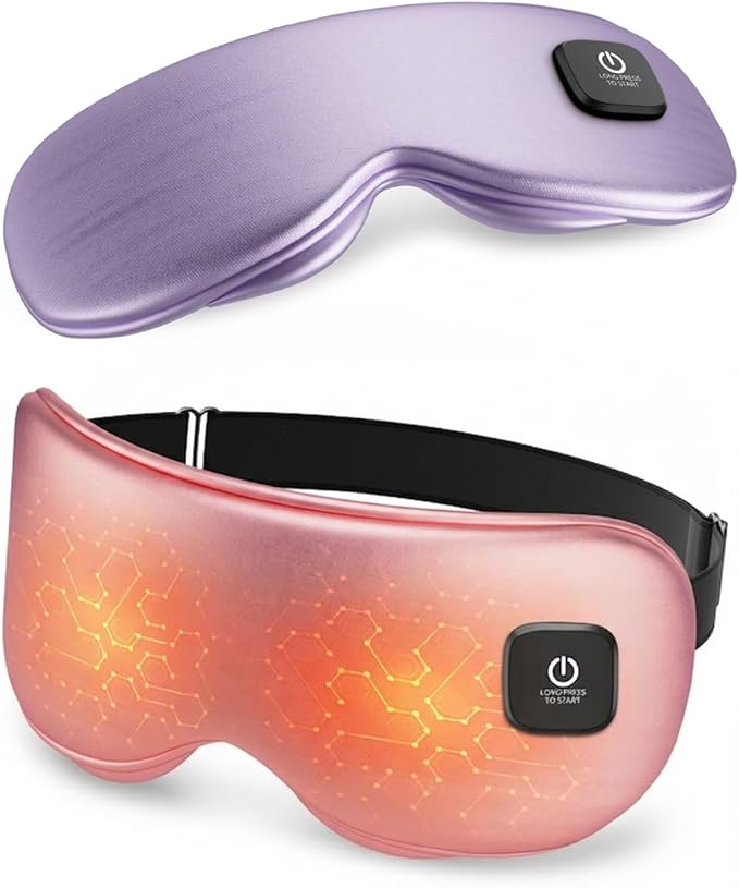 Heated Eye Mask - Cordless Eye Mask for Dry Eyes, Eye Relief, Improved Sleep, Washable Eye Heating pad for Travel and with Replaceable Shell (Rose Pink)