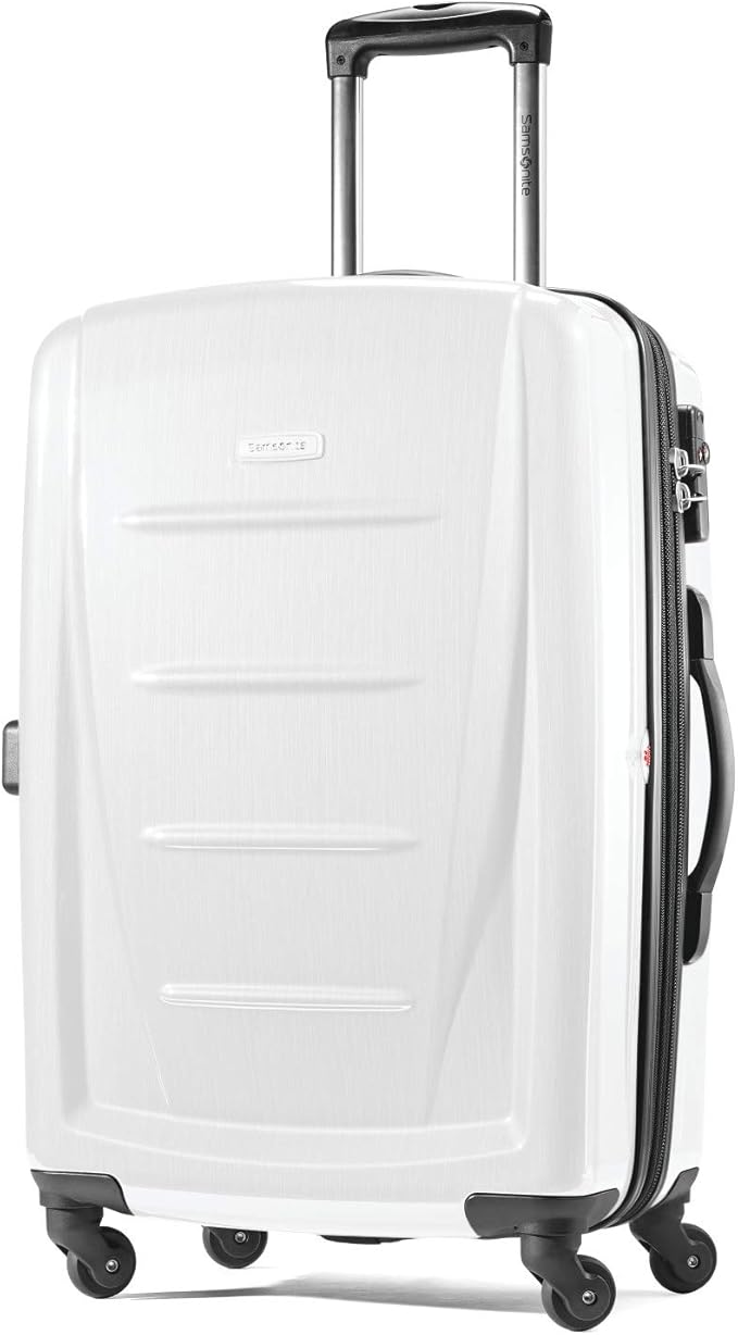 Samsonite Winfield 2 Hardside Expandable Luggage with Spinner Wheels, Checked-Medium 24-Inch, Brushed White