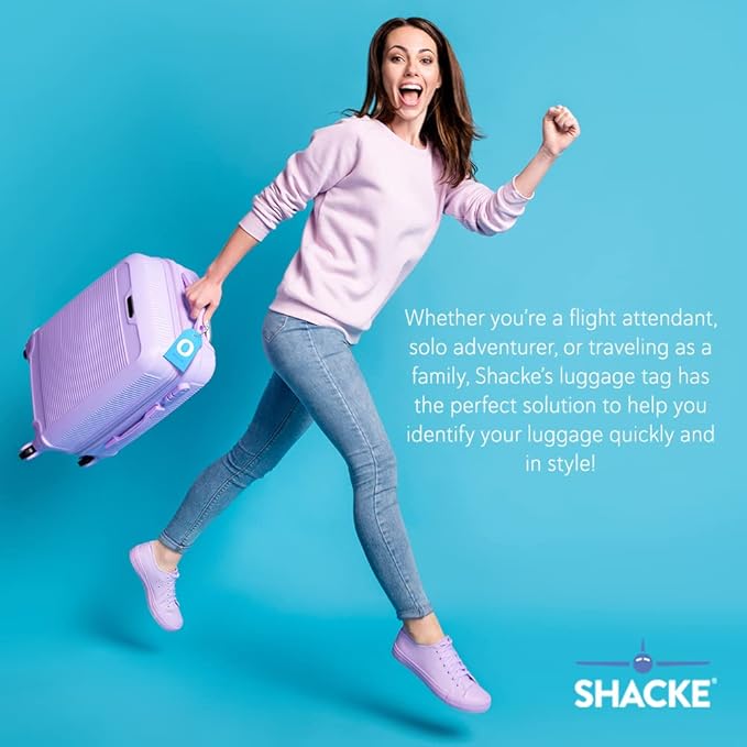Shacke Initial Luggage Tag with Full Privacy Cover and Stainless Steel Loop - Aqua Teal (Letter O)