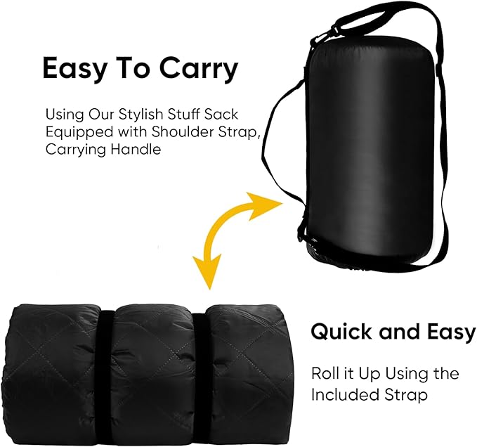 Northroad Waterproof Outdoor Blanket w/Sherpa Lining, Large Windproof Camping Blankets for Cold Weather, Light Weight and Warm for Stadium, Hiking, Dog, Picnic, Washable, 67”X 87” (Black, 1PCS)