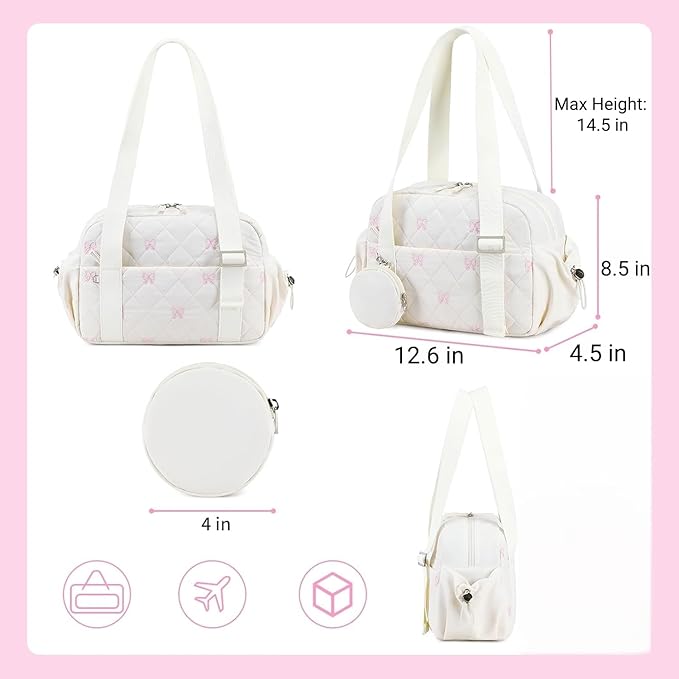 CAMTOP Mini Gym Bag for Women, Small Gym Tote Bag Puffy Quilted Sports Duffel Bag with Wet Compartment and Coin Purse Duffel Bags Dance Yoga Workout Bag for Gifts