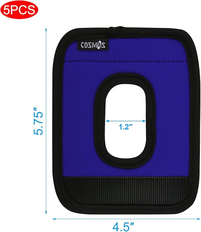 Cosmos 5 Pcs Neoprene Luggage Handle Wrap Soft Grip Handle Cover Luggage Identifier with Hollow Design for Push-Button Handle Trolley Handle and Travel Suitcase Trolley Case (Deep Blue)