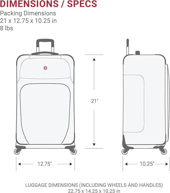 SWISSGEAR Sion Softside Expandable Spinner Luggage Durable Lightweight Travel Suitcase, Blue, Carry-On 21-Inch