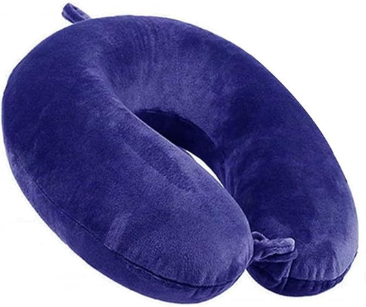 Travel Pillow, 100% Pure Memory Foam Neck Pillow, Suitable for Airplanes, Cars, Trains, Office Naps, Home Lounge Chairs, Removable and Washable Pillow Cover (Blue)