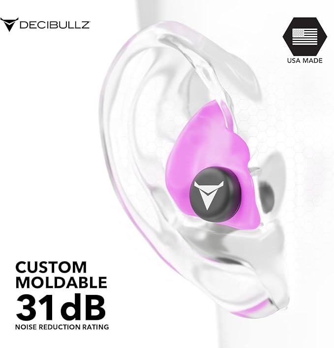 Decibullz - Custom Molded Earplugs, 31dB Highest NRR, Comfortable Hearing Protection for Shooting, Travel, Work and Concerts