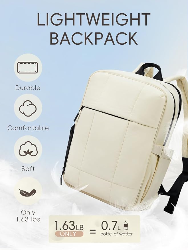 CLUCI Lightweight Travel Backpack Carry on Flight Approved, Puffy Gym Backpack with Shoe Compartment, Personal Item Travel Bag, 15.6 inch Laptop Backpack for Weekender Business