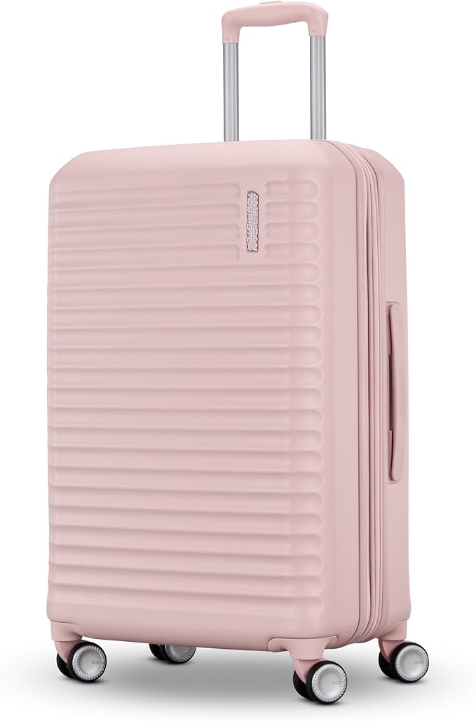 American Tourister Stratum 3.0 Medium 24-Inch Spinner, Airline Approved, Durable Hardside Luggage, Expands 1.5", RightHeight™ Adjustable Handle, Pink Blush