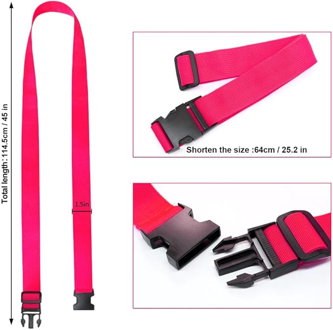 4Pack Luggage Straps for Suitcases, Travel Connector for Carry On Bag, Add Bag to Connect Two Suitcases, Adjustable Belt Attachment Accessories for Connect Your 3 Luggages, Rose