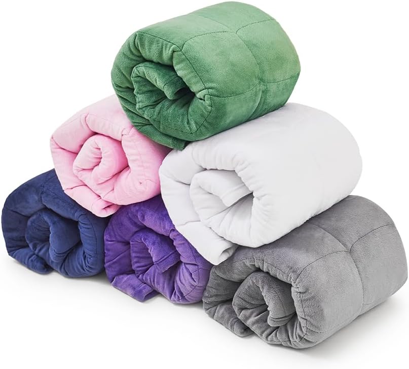TONGDADA Weighted Lap Blanket 7lbs for Adult,Perfect for Relaxation, Lounging, Napping, Sleeping & Travel,Luxury Minky Weighted Body Blanket,Weighted Throw Blanket-Pink Minky, 29" x 24"
