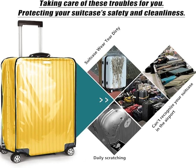 28 Inch Clear PVC Luggage Cover, 0.2mm Thick Lightweight Waterproof, Dustproof, Anti-Scratch Suitcase Cover, Luggage Covers for Suitcase TSA Approved, Fits 28"-29" Wheeled Luggage