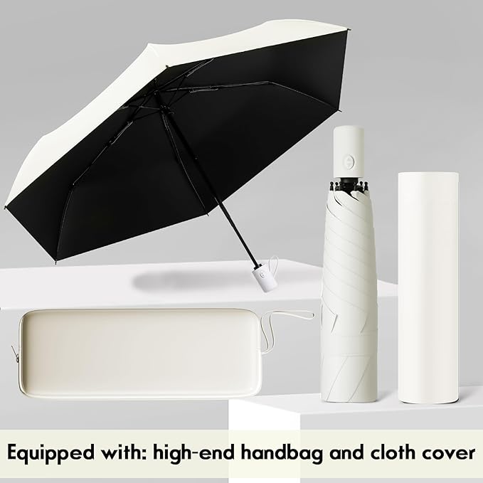 Windproof Compact Travel Umbrella,Large Strong but Light Portable and Automatic Folding Rain Umbrella, small inverted for travel size