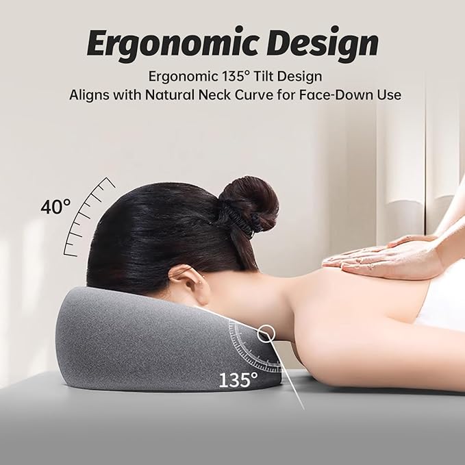 Face Down Pillows for Massage Table, Massage Headrest for Bed, Face Pillow for Stomach Sleeping, BBL Pillow After Surgery Post Eye Surgery & Vitrectomy Recovery, Removable Cover Grey