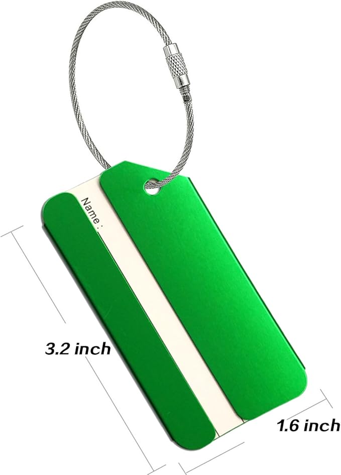 5PACK Green Aluminum Luggage Tags Holders for Travel Luggage Baggage Identifier by Ovener