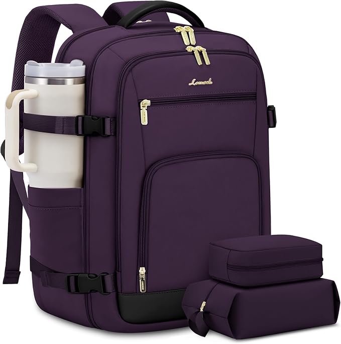 LOVEVOOK Carry On Travel Backpack For Women Flight Approved, 40L Large Personal Item Backpack Travel Bag for Airplanes, Business 17 Inch Laptop Backpack, Weekender Overnight Daypack, With 2 Cubes