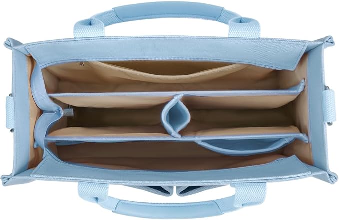 FIORETTO Canvas Tote Bag for Women with Zipper Closure & Individual Compartments for Work College for Teacher & Nurse