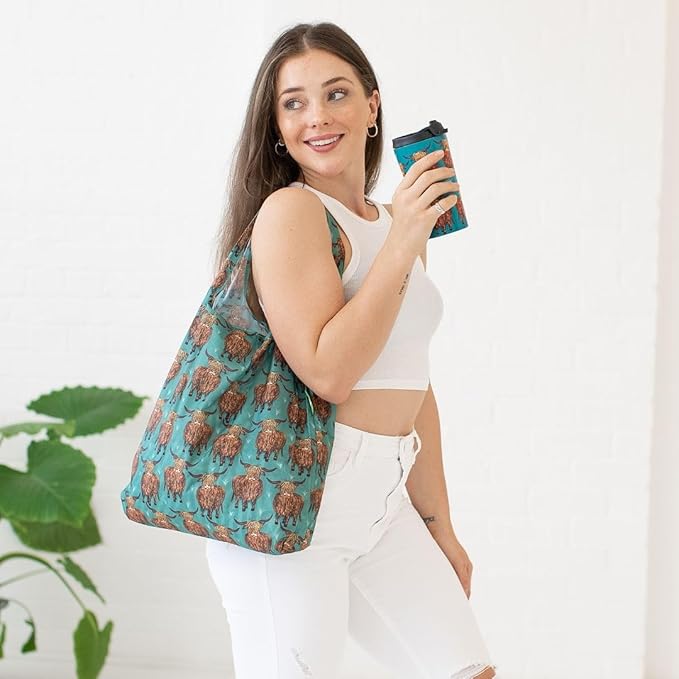 ECO CHIC Foldable Reusable Grocery Bags - Lightweight, Recycled & Reusable Shopping Bag - Waterproof Packable Tote