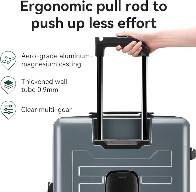 ROAMING 26-Inch Checked Luggage Expandable Front Opening Rolling Vacation Suitcase with Spinner Wheels and TSA Lock Cup Holder, PC Hard Shell Travel Trolley Case for Shout Business Trips,Livid green