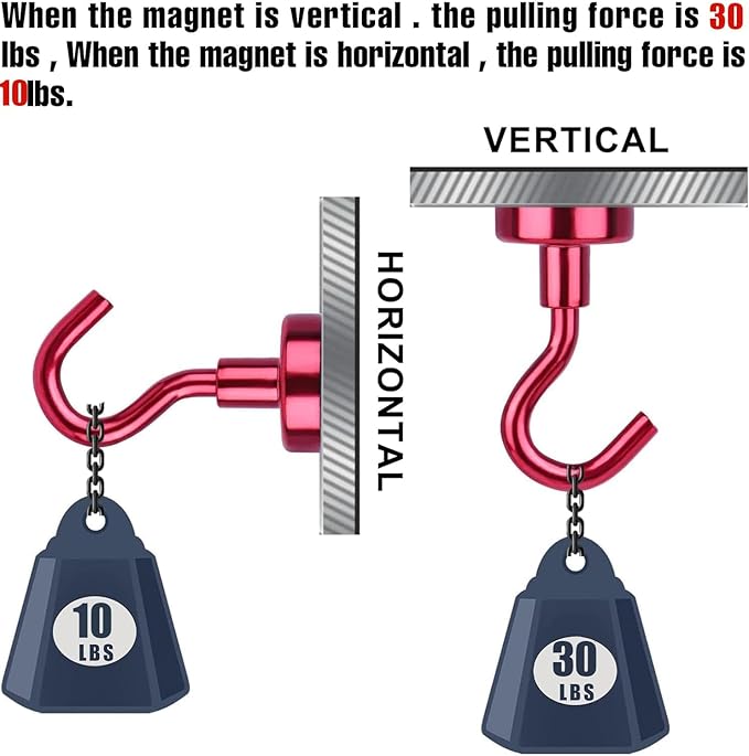 DIYMAG Magnetic Hooks, 30Lbs Strong Heavy Duty Cruise Magnet S-Hook for Classroom, Fridge, Hanging, Cabins, Grill, Kitchen, Garage, Workplace and Office Etc, (20 Pack-Red)