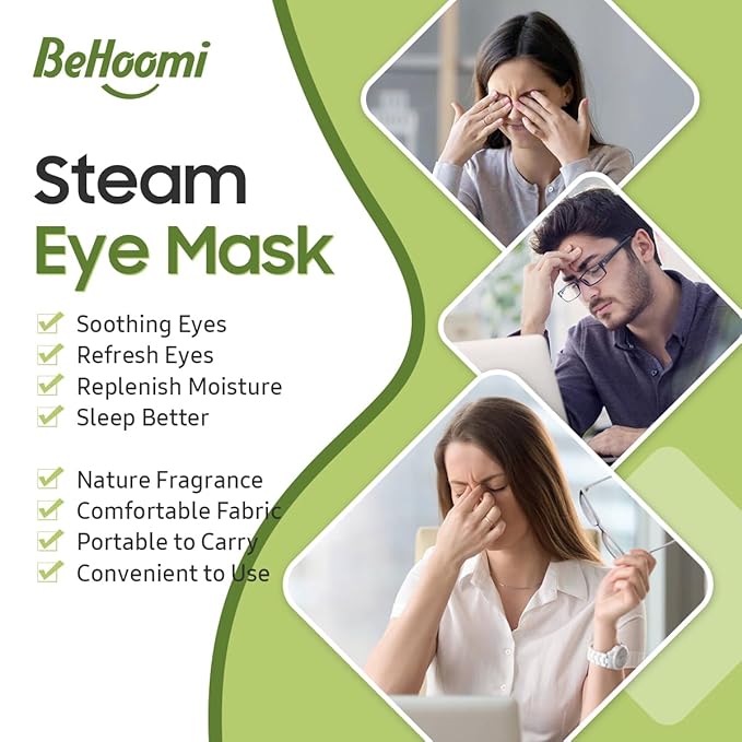 20Packs Steam Eye Mask, Heated Eye Mask Warm Compress for Eyes, Disposable Self Heating Steam Mask for Home, Sleep, Spa, Travel Essentials & Relaxation Gifts, Valentine's Day Gifts (Green Tea)