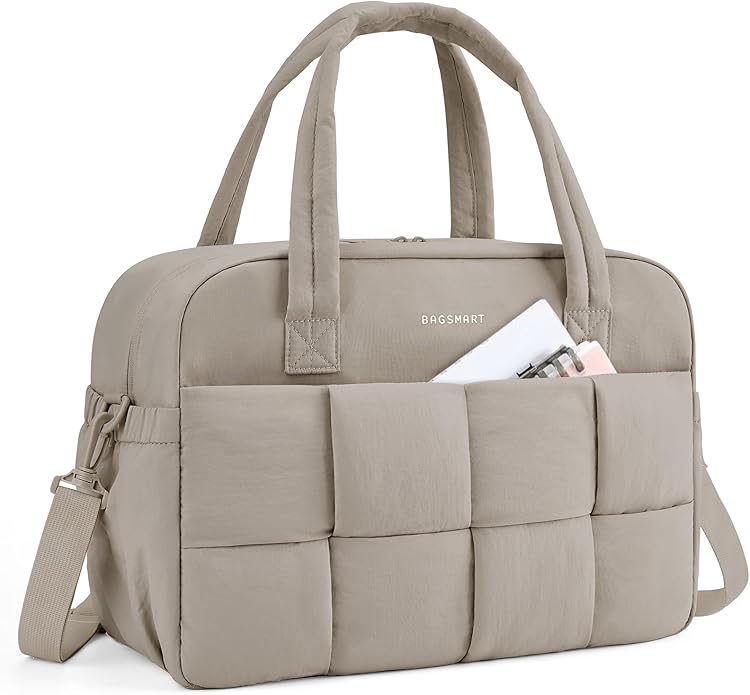 BAGSMART Gym Bag for Women, Personal Item Puffer Duffle Bag, Weekender Overnight Carry On Tote Handag for Travel