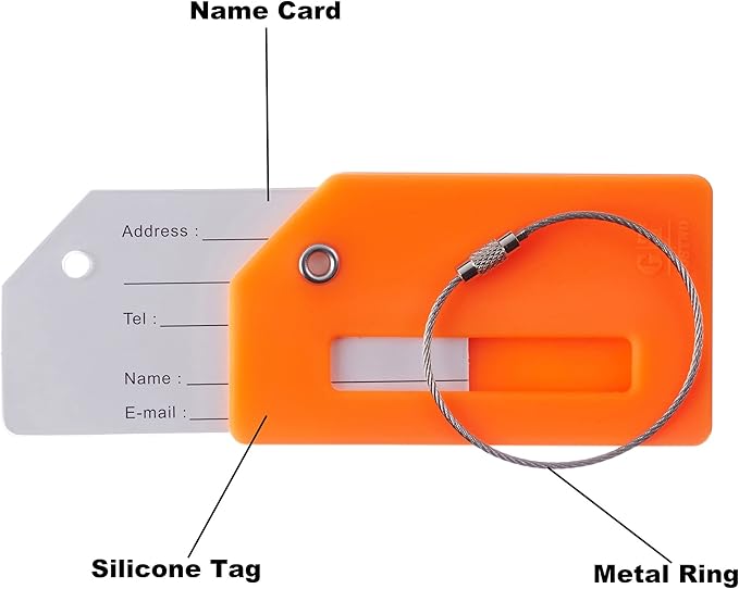 Gostwo 2 Pack Silicone Luggage Tags for Suitcases, 26 Initial Letter Baggage Labels Handbag School Bag Suitcase Instrument Tag with Stainless Steel Loop(Orange)(Letter G)