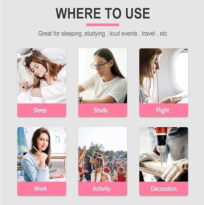 LYSIAN Slim Size Foam Ear Plugs for Noise Reduction Small Ear Women, Kids-35dB SNR Noise Cancelling Earplugs for Sleeping, Snoring, Fireworks, Shooting, Study Loud Noise, Pink-100 Pairs,