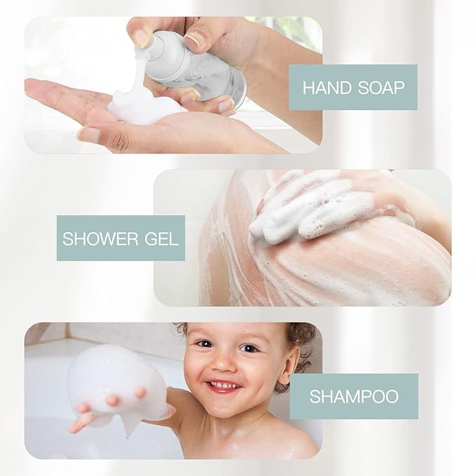 2oz Foam Pump Bottle (3PCS) Empty Travel Foaming Dispenser for Hand Soap, Lash Cleanser, Shampoo (60ml, Clear