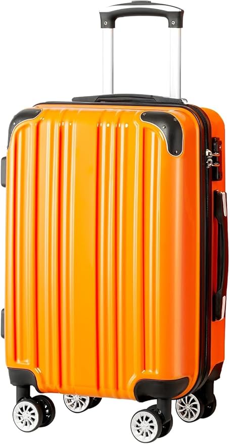 Coolife Carry On Luggage, Suitcase with Durable and Lightweight, carry on suitcase with PC+ABS Hardshell, Dual Spinner Wheels, TSA Lock, and YKK Zipper (orange new, S(20in)_carry on)