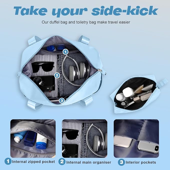 AnyZip Luggage Set 5 Piece PC ABS Hardshell Lightweight Suitcases for Travelling with 4 Universal Wheels TSA Lock Carry on Suitcase Light Blue