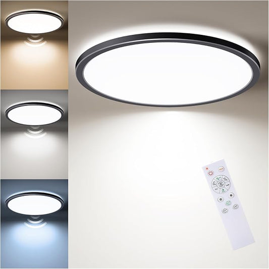 Matane Motion Sensor LED Ceiling Light with Remote, 12 Inch Wired Flush Mount Light 3000K 4000K 5000K, 2400LM Dimmable Motion Sensor Light Indoor for Closet Hallway Laundry Stairs Black New Version