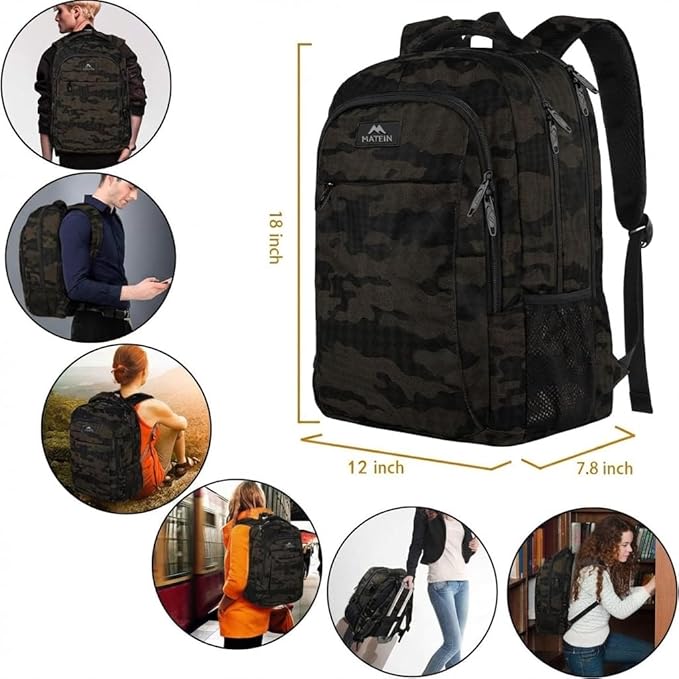 MATEIN 15.6 Inch Laptop Backpack, Sturdy Business Travel Laptop Bagpack, Sturdy Carry On Water-Resistant Daypack for Work College Bookbag Men Women Computer Backpack