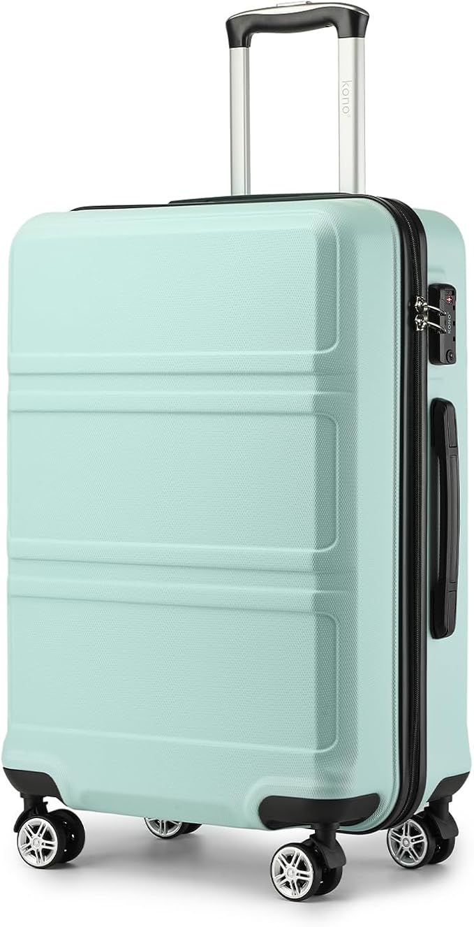 Kono 24 Inch Luggage Suitcase with Spinner Wheels TSA Lock Lightweight PC+ABS Hardside Medium Checked Luggage Durable Rolling Suitcase Mint Green