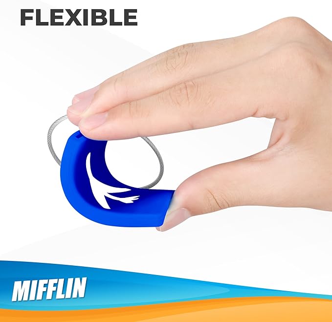 Mifflin-USA Silicone Luggage Tags (Blue, 2 Pack) with Plane Embedded Design & Name ID Card; Bright Colors to Quickly Find Your Bag