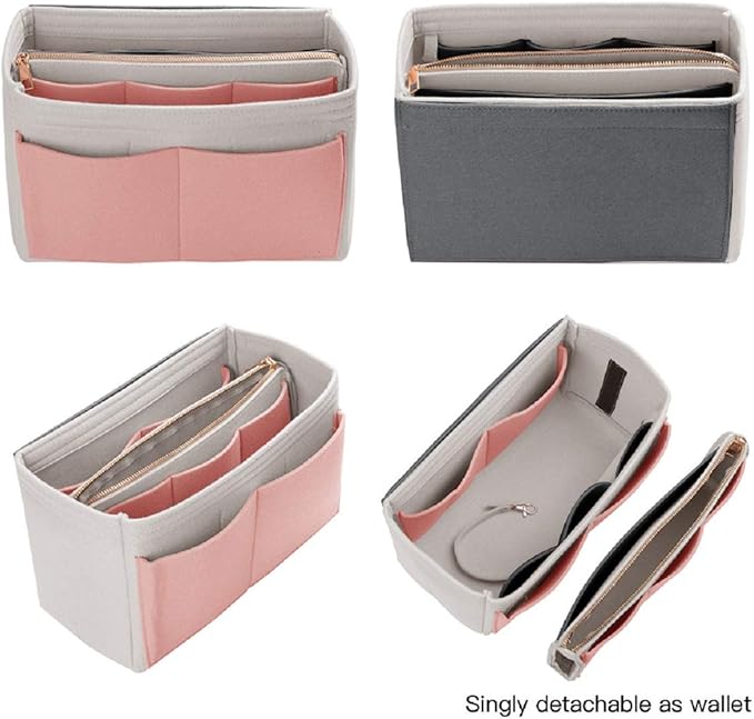 ZTUJO Purse Organizer Insert, Felt Bag Organizer with Metal Zipper, Handbag & Tote Shaper, For Speedy Neverfull Tote, 7 Sizes
