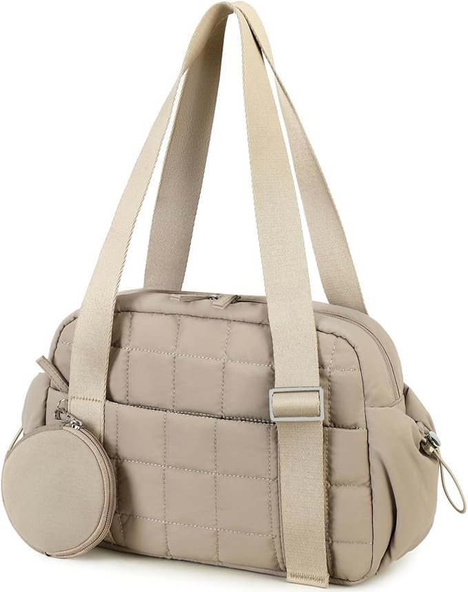 CAMTOP Mini Gym Bag for Women, Small Gym Tote Bag Puffy Quilted Sports Duffel Bag with Wet Compartment and Coin Purse Duffel Bags Dance Yoga Workout Bag for Gifts