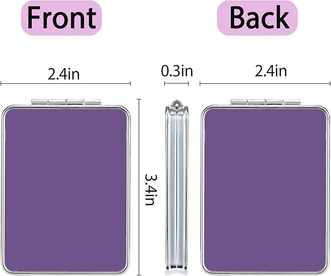 Pocket Mirror, Small Travel Mirror with Magnification, Portable Double-Sided Magnifying Cosmetic Mirror for Daily (Purple)