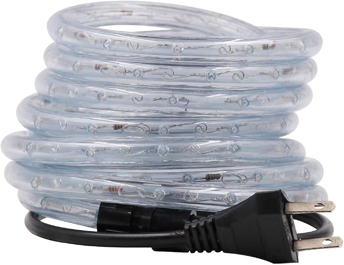 2-Wire Waterproof 1/2" LED Rope Light Kit, 110V-120V PVC 30 LED/M Tube Lights Strip for Background, Outdoor, Christmas, Home Decoration (16.4ft/5m, Green)