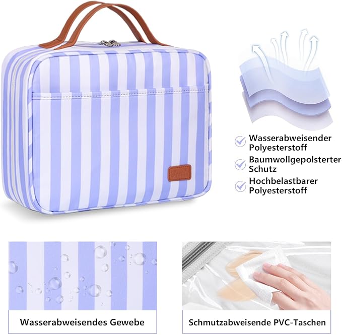 Bosidu Hanging Travel Toiletry Bag,Large Capacity Cosmetic Travel Toiletry Organizer for Women with 4 Compartments & 1 Sturdy Hook,Perfect for Travel/Daily Use/Christmas