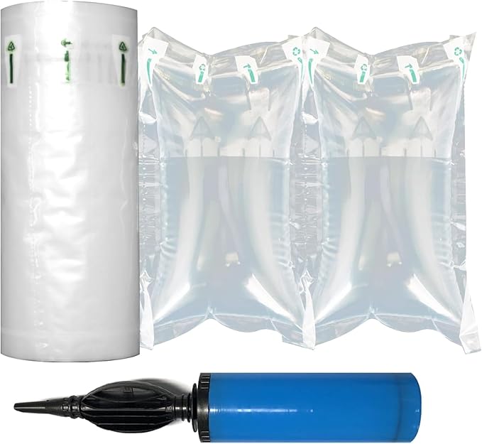 Air Pillows for Shipping, 300 Count Packing Cushion Film with Pump, 4.72" * 7.87" Inflatable Air Packing Bags for Packaging Moving Box Filler, Purse Shape Alternative to Packaging Peanuts