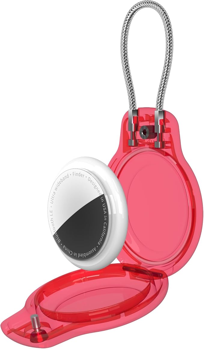 SPGUARD for AirTag Holder Case with Keychain 1st/2nd Air Tags-4 Pack for Apple Air Tag Holder with Wire Cable Lock Key Ring Chain Air Tagholder Accessories for GPS Item Tracker Kids,Keys,Luggage