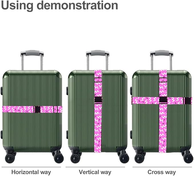 Luggage Straps for Suitcases TSA Approved Easy Pack Organized Suitcase Strap, Luggage Strap, Luggage Belt Strap, Bag Straps for Luggage. Buckle Straps Travel Accessories (Pink)