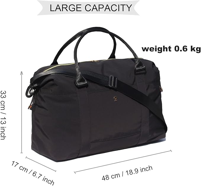 ESVAN Travel Tote Duffel Gym Bag,Weekender Overnight Carry-on Tote Crossbody Bag with Wet Pocket and Trolley Sleeve Upgraded